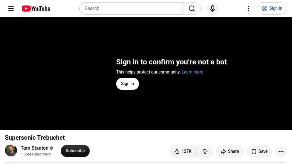 Screenshot of youtube.com: Supersonic Trebuchet [video]