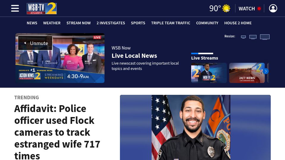 Screenshot of wsbtv.com: Police officer used Flock cameras to track estranged wife 717 times