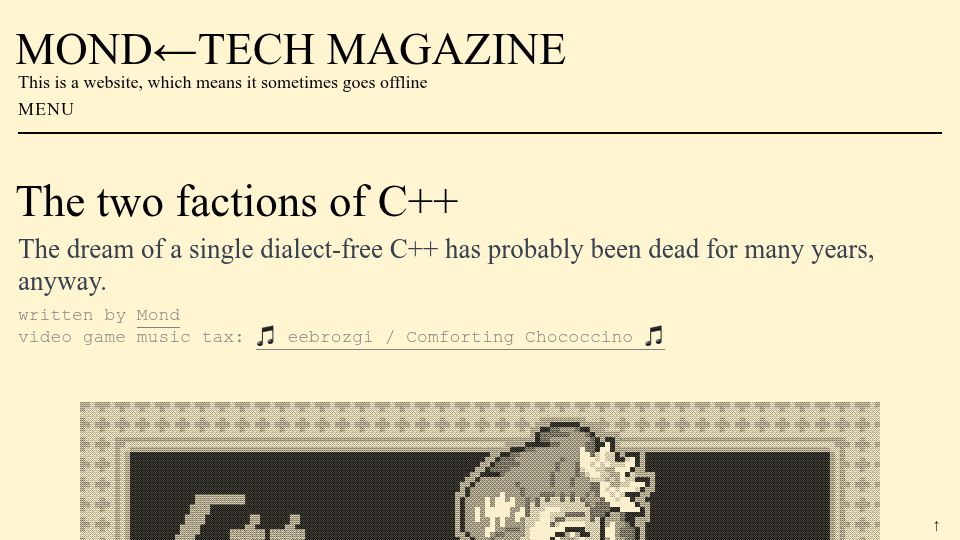 Screenshot of herecomesthemoon.net: The Two Factions of C++ (2024)