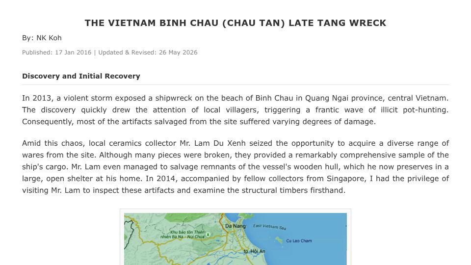 Screenshot of koh-antique.com: The Vietnam Binh Chau (Chau Tan) Late Tang Wreck