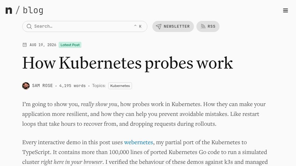 Screenshot of ngrok.com: How Kubernetes Probes Work