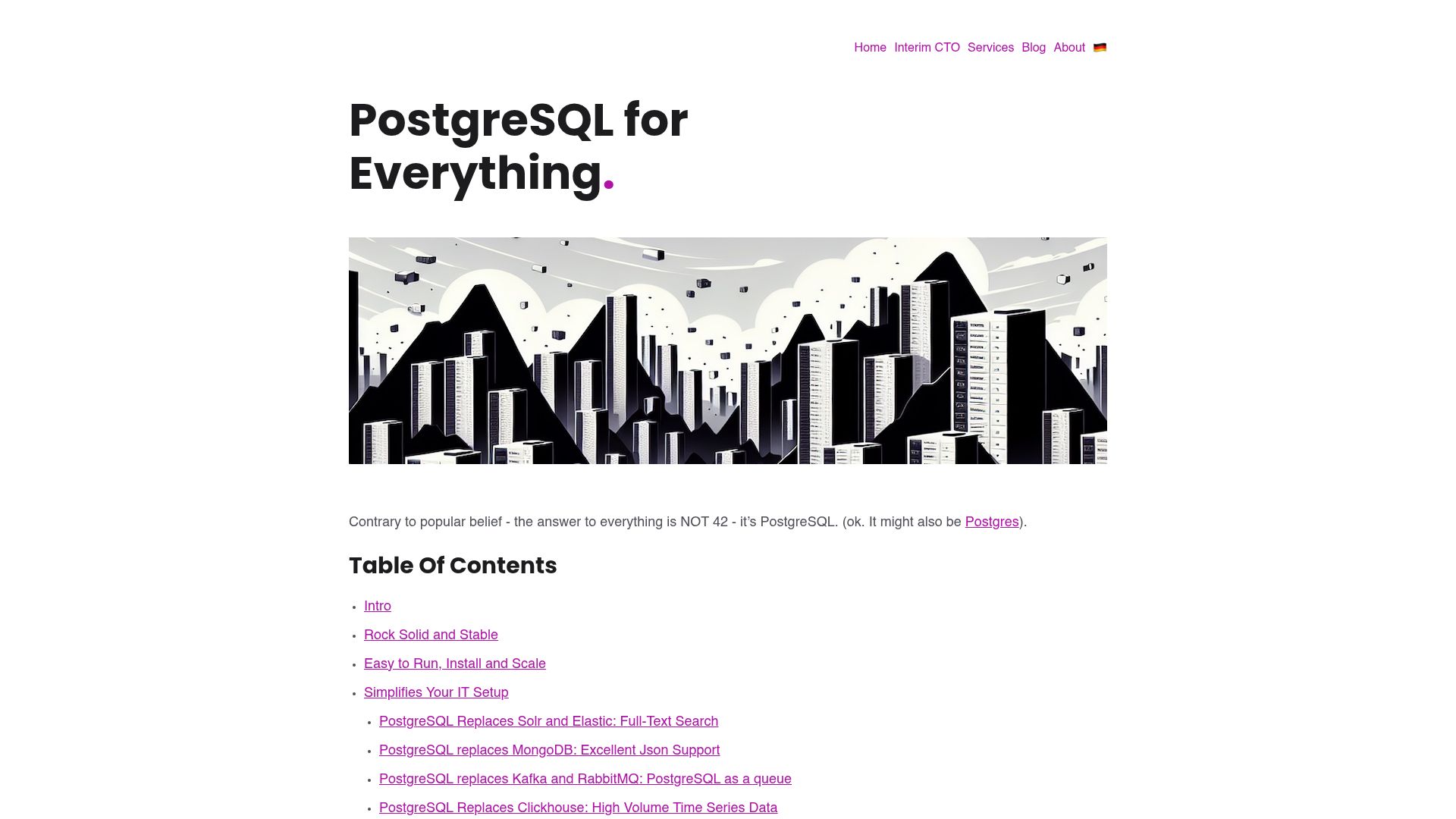 Screenshot of raphaelbauer.com: PostgreSQL for Everything