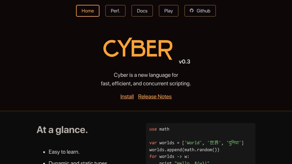 Screenshot of cyberscript.dev: Cyberscript