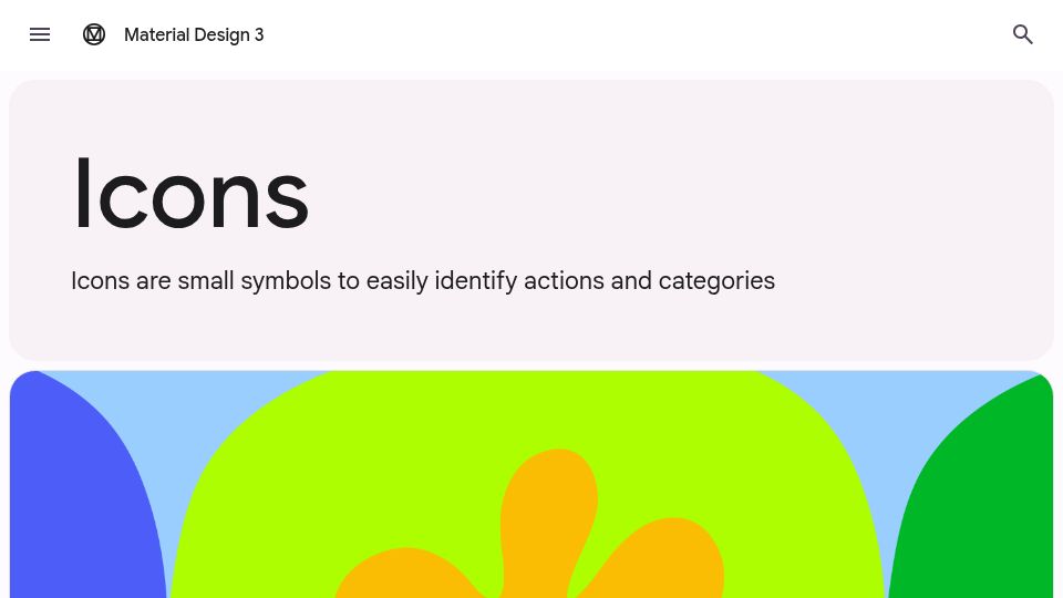 Screenshot of m3.material.io: Designing Icons
