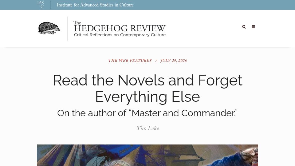 Screenshot of hedgehogreview.com: Read the novels and forget everything else