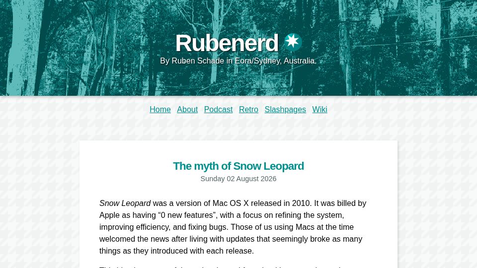 Screenshot of rubenerd.au: The myth of Snow Leopard