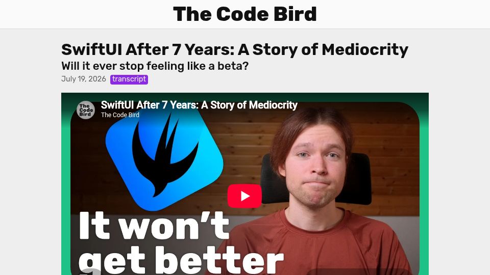 Screenshot of ykvm.com: SwiftUI After 7 Years