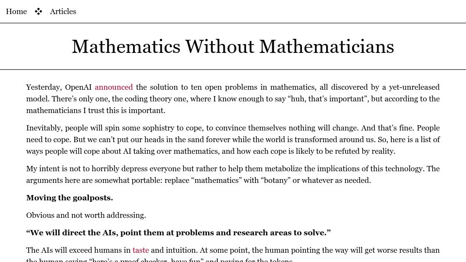 Screenshot of borretti.me: Mathematics Without Mathematicians