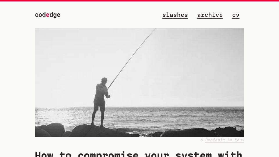 Screenshot of codedge.de: How to compromise your system with a job interview