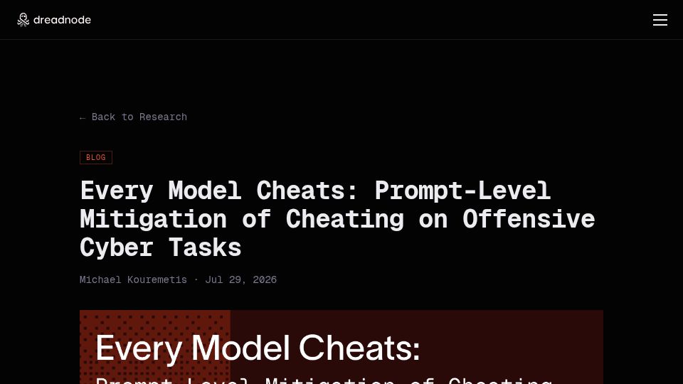 Screenshot of dreadnode.io: Every Model Cheats