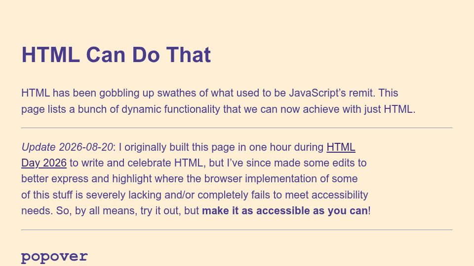 Screenshot of chrisburnell.com: HTML Can Do That