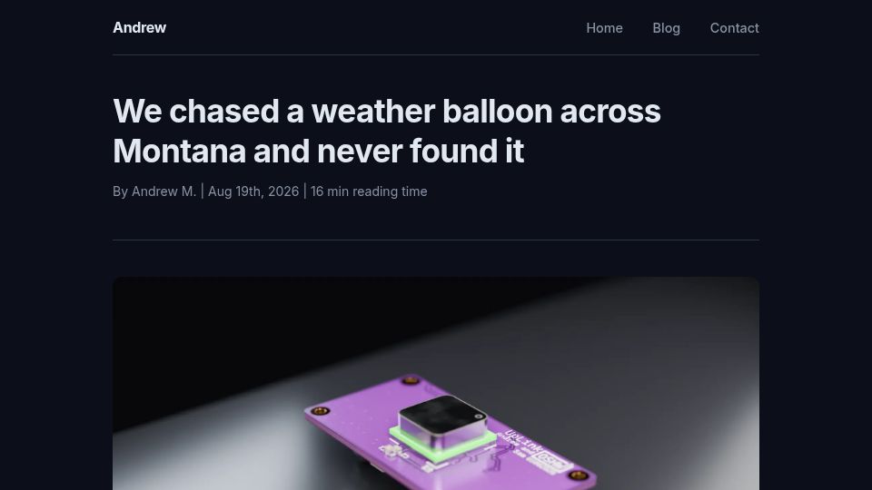 Screenshot of radi8.dev: Show HN: We chased a weather balloon across Montana and never found it