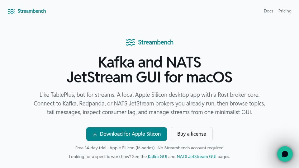 Screenshot of streambench.app: Show HN: Streambench – Native Mac Client for Kafka and NATS