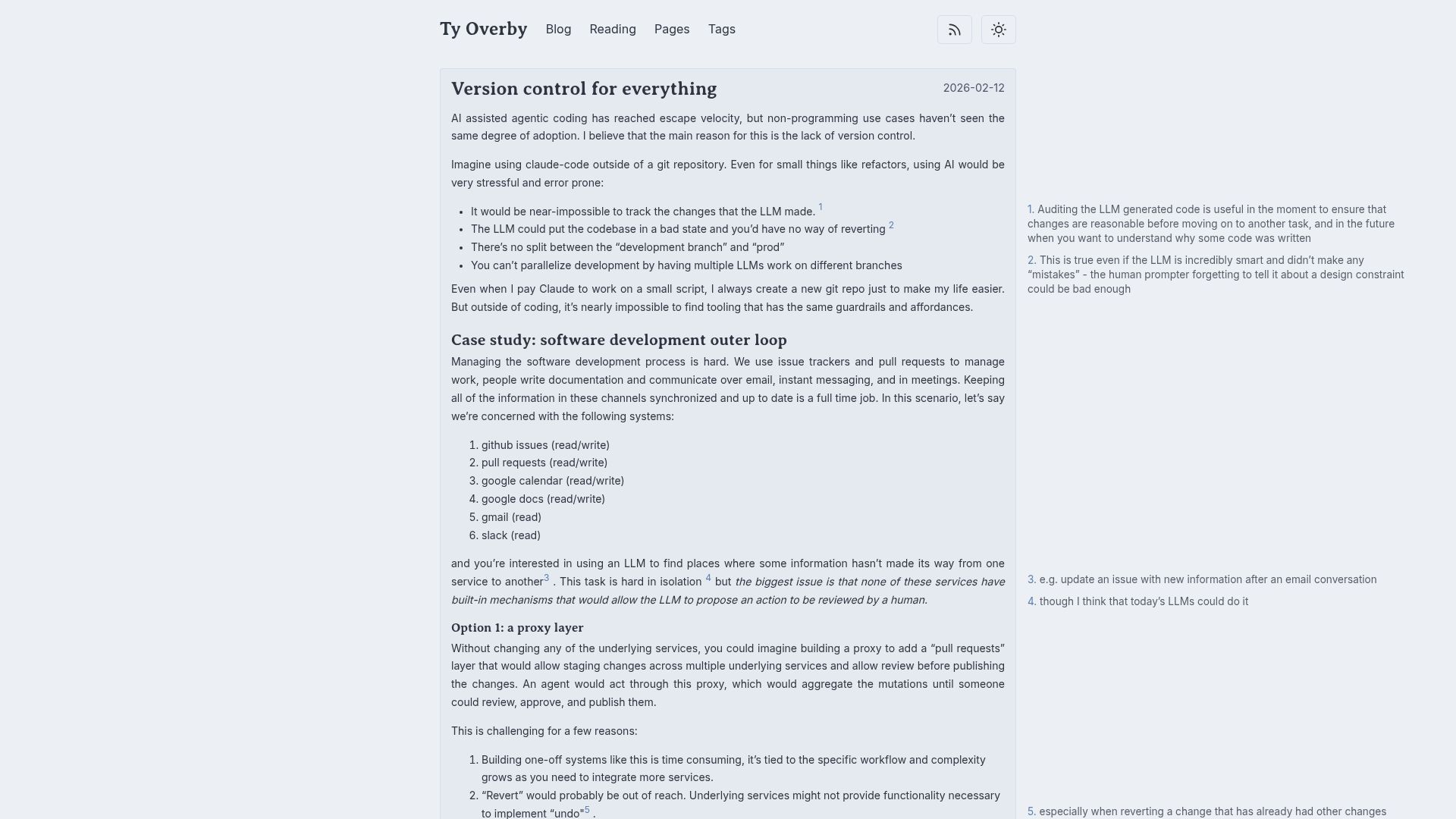 Screenshot of tyoverby.com: Version Control for Everything