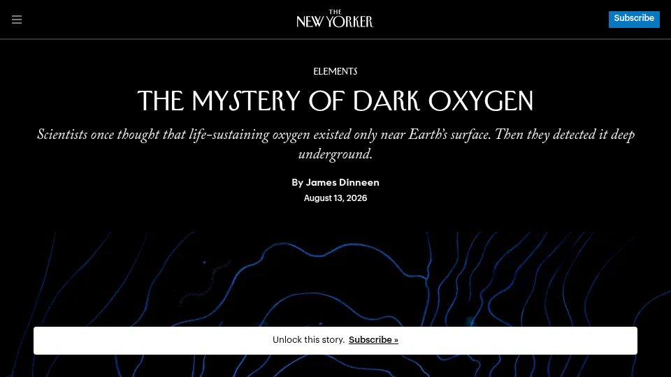 Screenshot of newyorker.com: The Mystery of Dark Oxygen