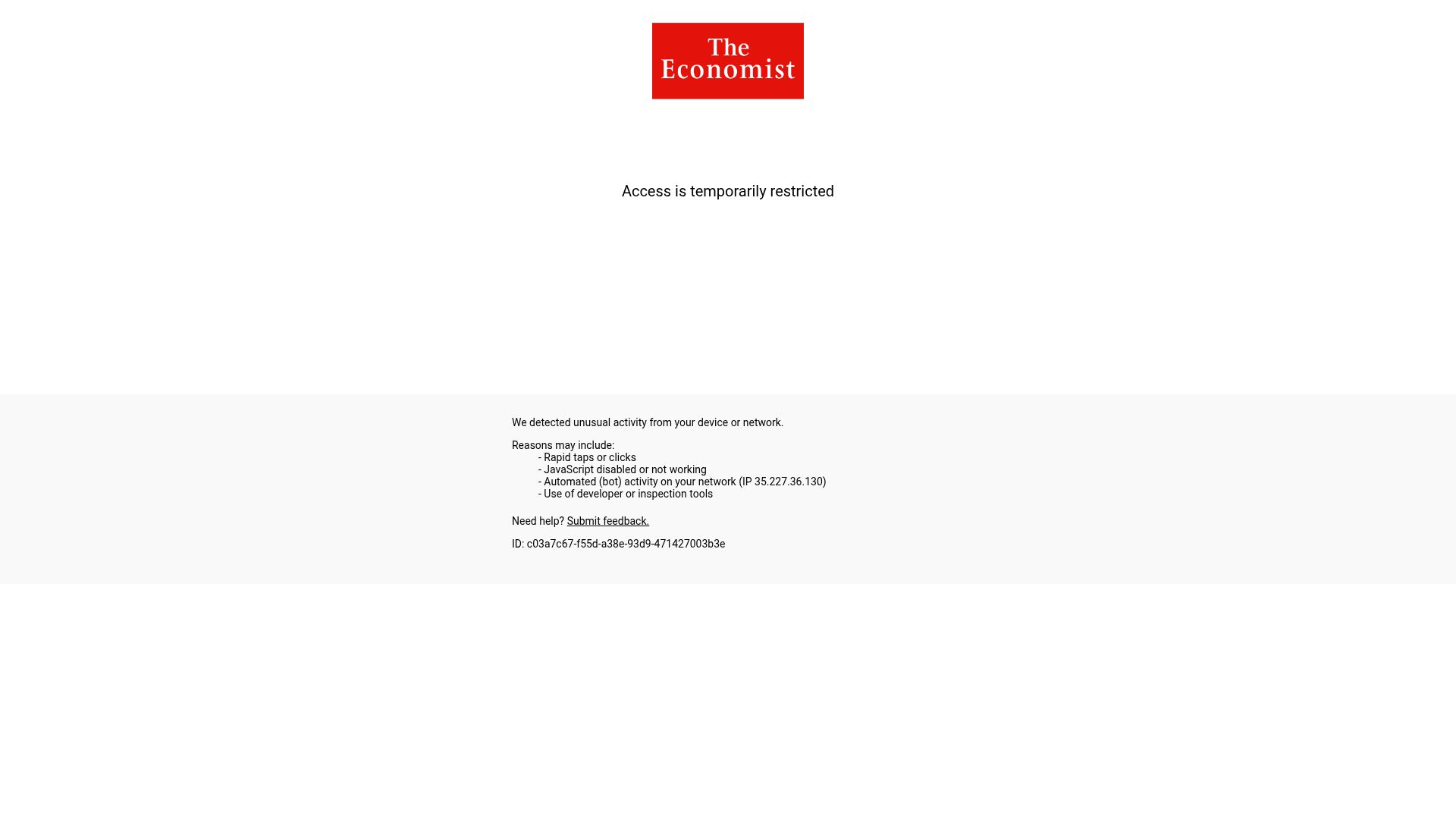 Screenshot of economist.com: AI boosted homework scores, then exam scores dropped: study