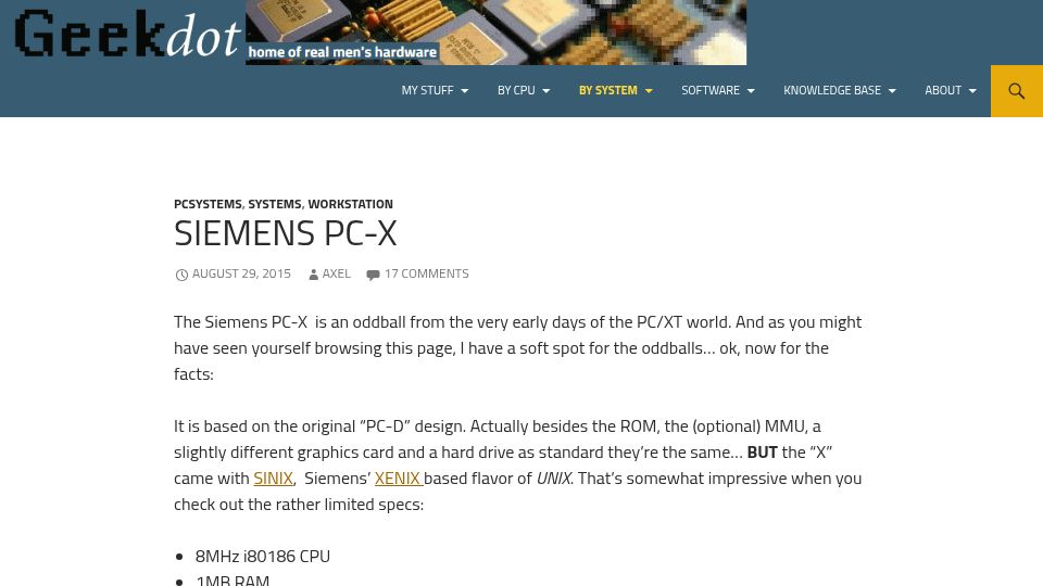 Screenshot of geekdot.com: Siemens PC-X (2015)