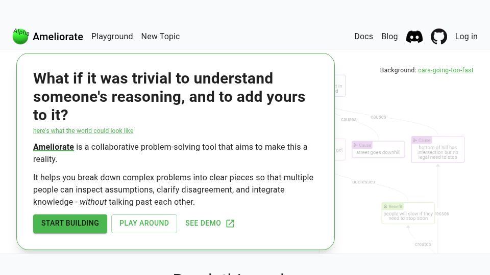 Screenshot of ameliorate.app: Ameliorate