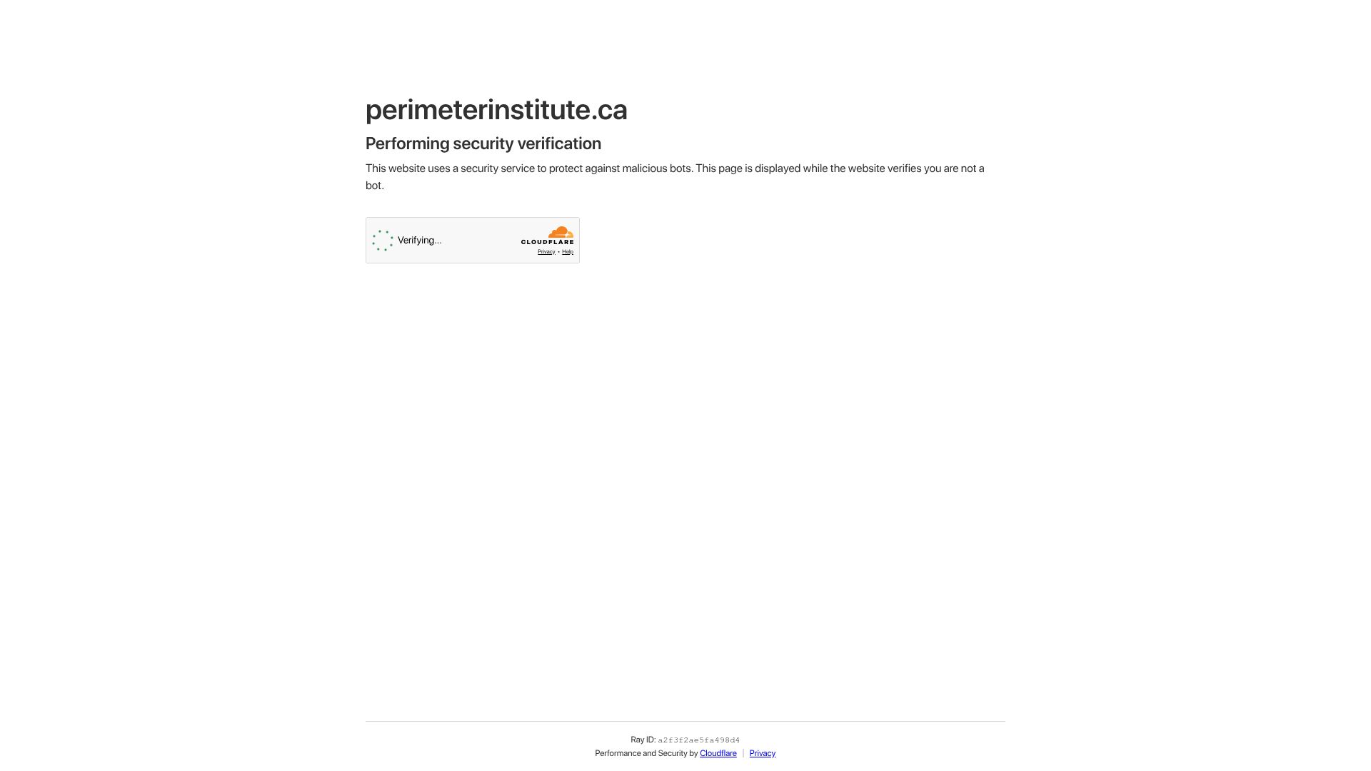 Screenshot of perimeterinstitute.ca: Dynamical dark energy and the week that broke cosmology