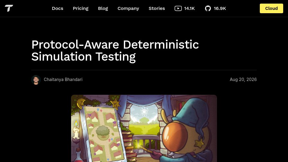 Screenshot of tigerbeetle.com: Protocol-Aware Deterministic Simulation Testing