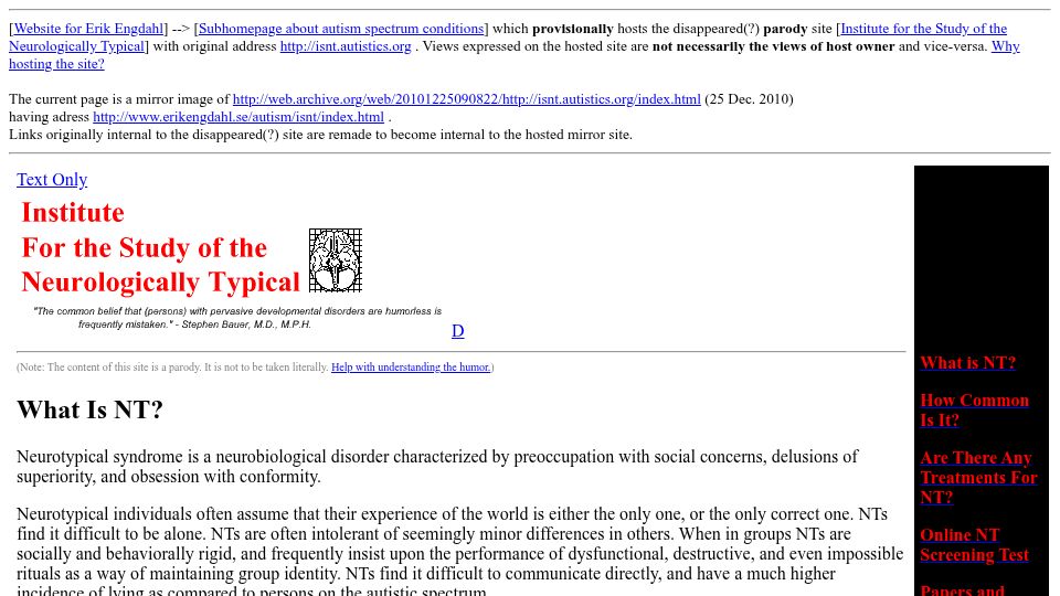 Screenshot of erikengdahl.se: Tragically, as many as 9625 out of every 10k individuals may be neurotypical