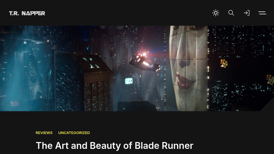 Screenshot of nappertime.com: The Art and Beauty of Blade Runner (2015)