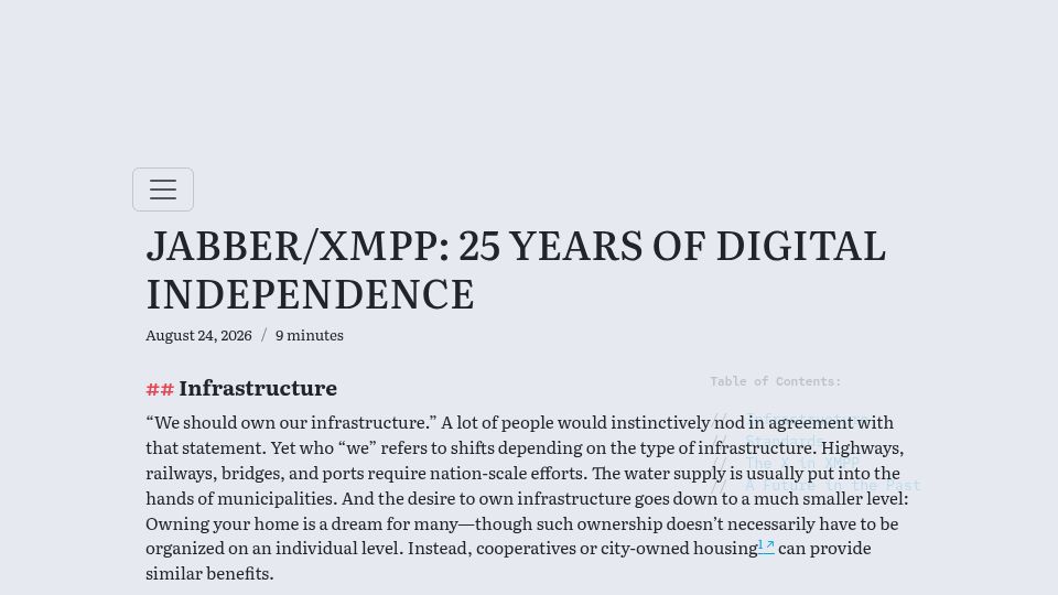 Screenshot of gultsch.de: Jabber/XMPP: 25 Years of Digital Independence