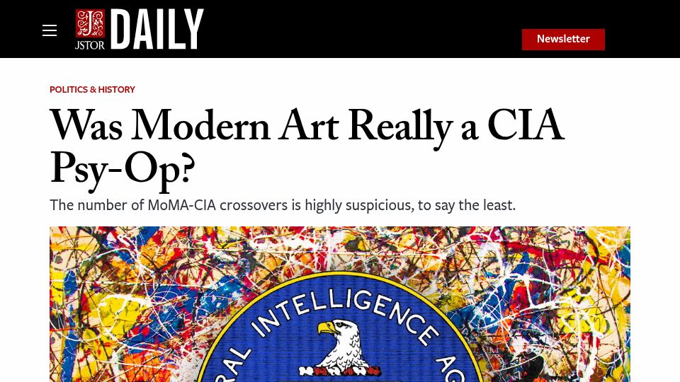 Screenshot of daily.jstor.org: Was modern art a CIA psy-op? (2020)