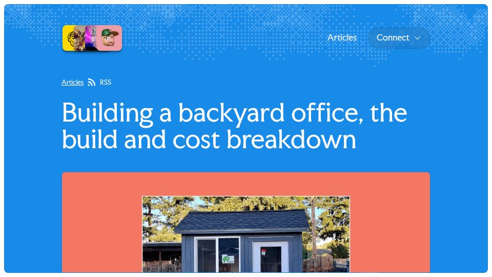Screenshot of imkylelambert.com: Building a backyard office, the build and cost breakdown