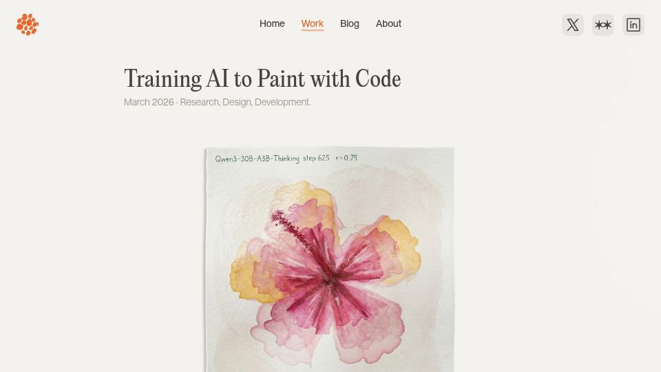 Screenshot of surya.website: Training AI to Paint with Code
