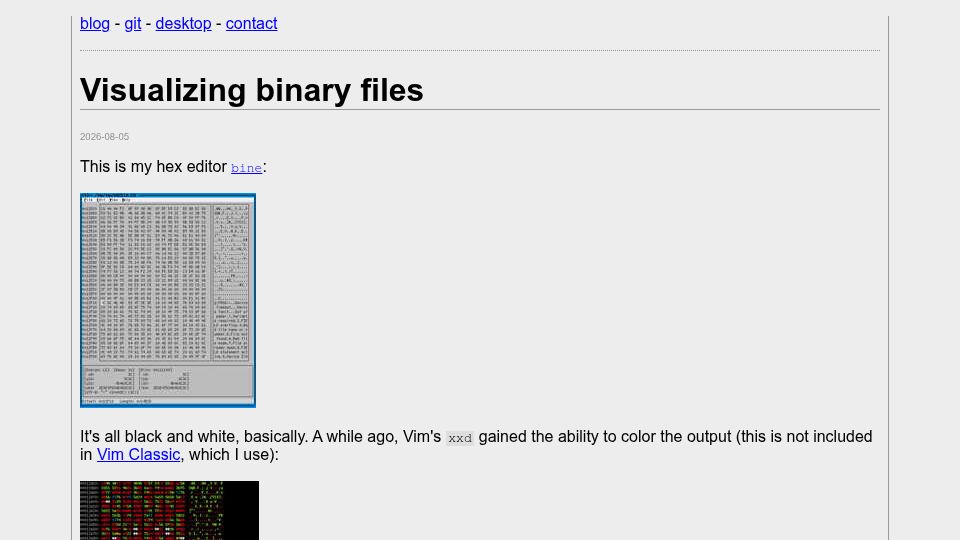 Screenshot of movq.de: Visualizing Binary Files