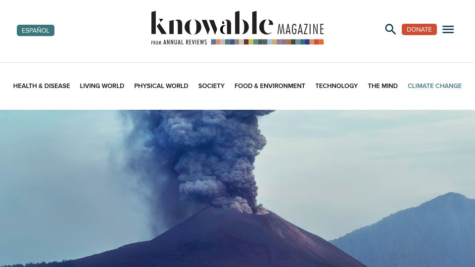 Screenshot of knowablemagazine.org: Volcanoes that made history