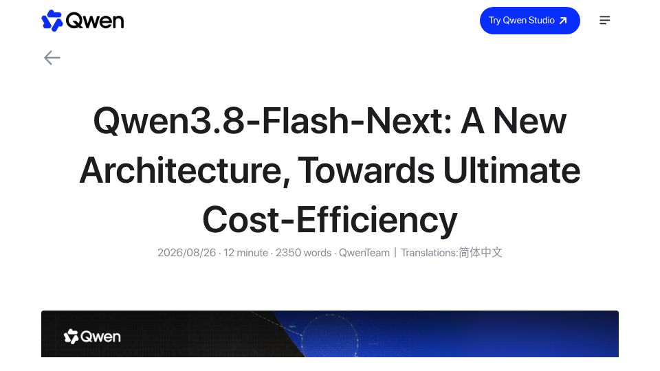 Screenshot of qwen.ai: Qwen3.8-Flash-Next