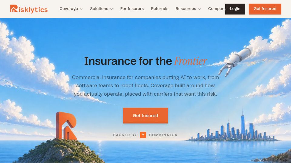 Screenshot of risklytics.ai: Launch HN: Risklytics (YC S26) – Insurance brokerage for frontier tech companies