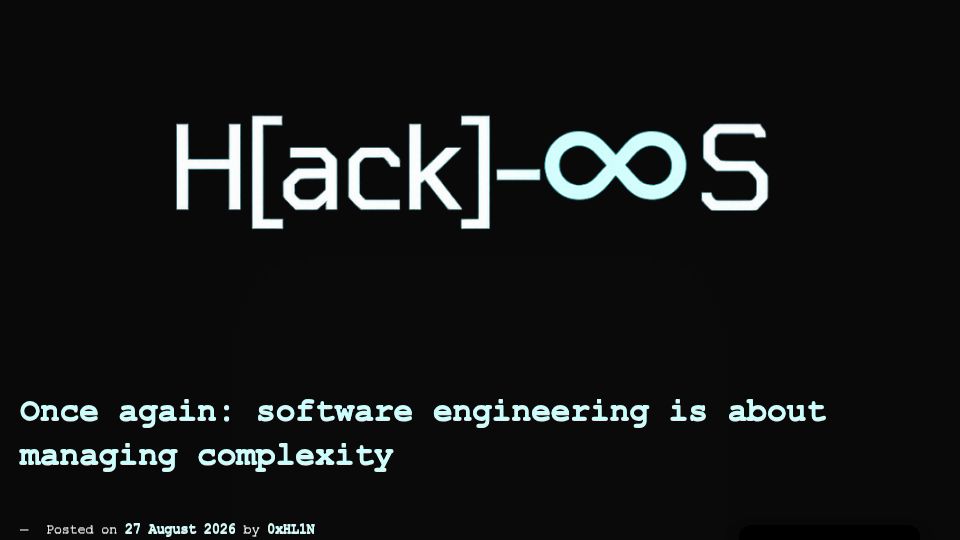 Screenshot of hack8s.com: Software engineering is about managing complexity