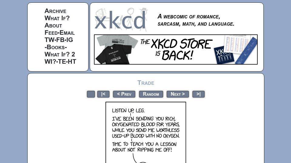 Screenshot of xkcd.com: Trade (and Tariffs)