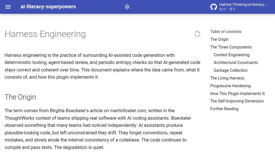 Screenshot of habitat-thinking.github.io: Harness Engineering