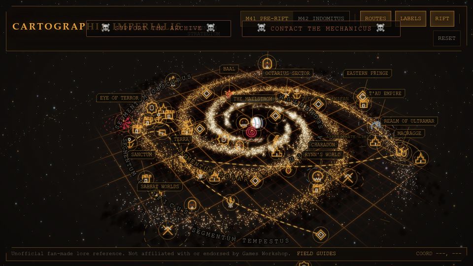 Screenshot of cartographia40k.com: Interactive Warhammer 40k Galaxy Map