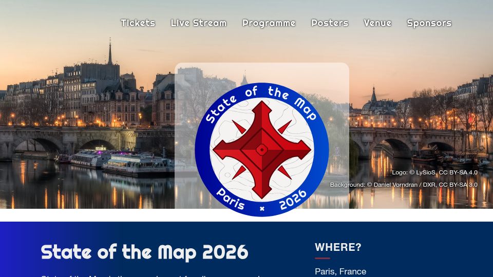 Screenshot of 2026.stateofthemap.org: State of the Map 2026