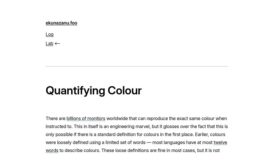 Screenshot of ekunazanu.foo: Quantifying Colour