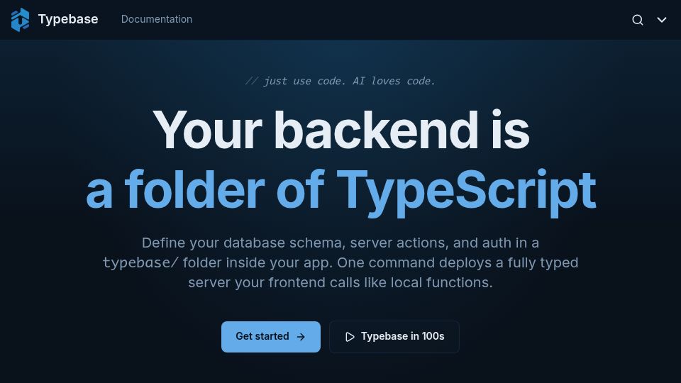 Screenshot of typebase.io: Show HN: Typebase – A single-folder back end you write in TypeScript