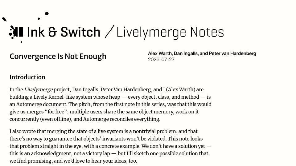 Screenshot of inkandswitch.com: Convergence is not enough