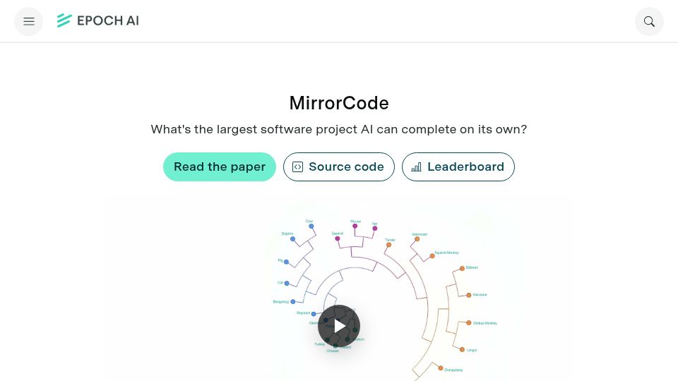 Screenshot of epoch.ai: What's the largest software project AI can complete on its own?