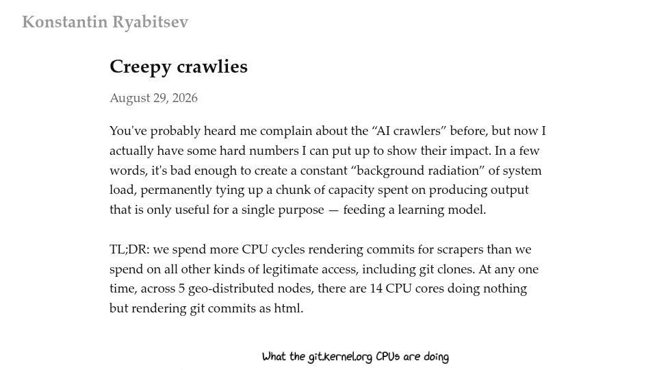 Screenshot of people.kernel.org: Creepy Crawlies