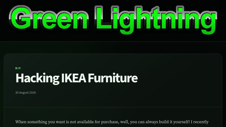 Screenshot of greenlightning.eu: Hacking IKEA Furniture