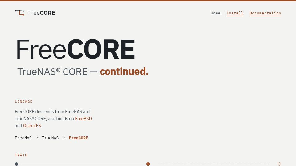 Screenshot of freecore.org: FreeCORE TrueNAS Core – Continued