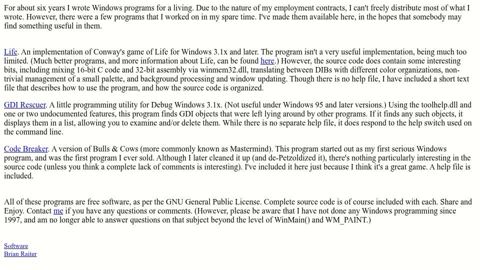 Screenshot of muppetlabs.com: An implementation of Conway's Game of Life for Windows 3.1x and later
