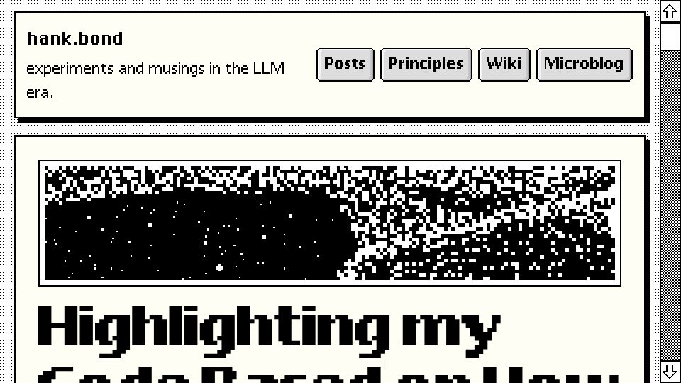 Screenshot of hank.bond: Highlighting My Code Based on How Much I Care