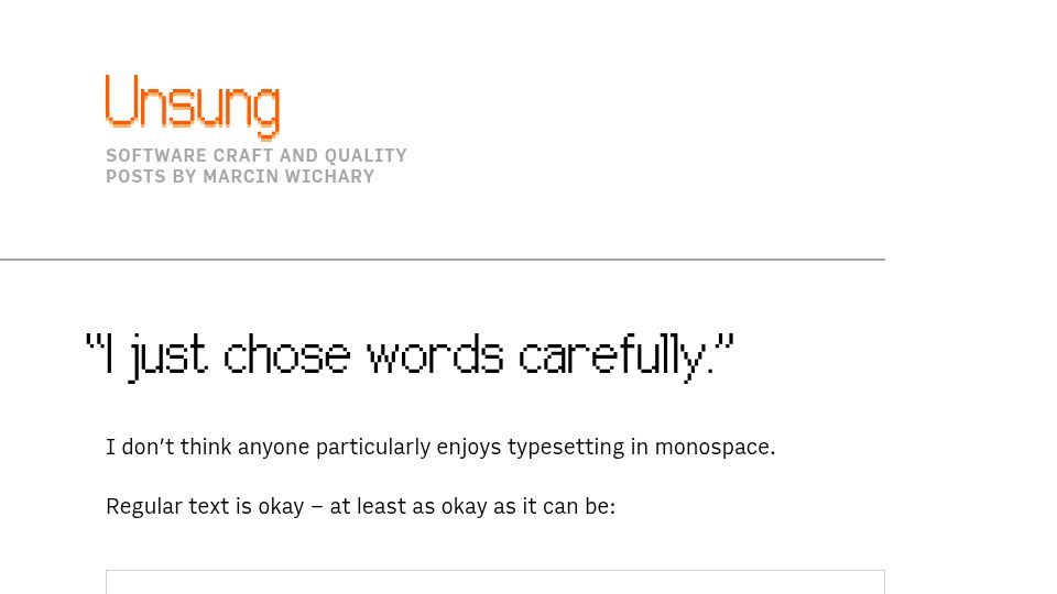 Screenshot of unsung.aresluna.org: “I just chose words carefully”