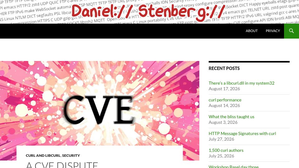 Screenshot of daniel.haxx.se: A CVE Dispute